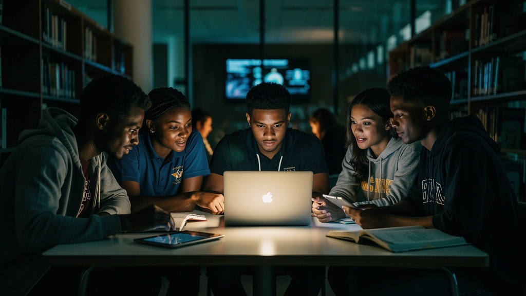 HBCU students collaborating with technology